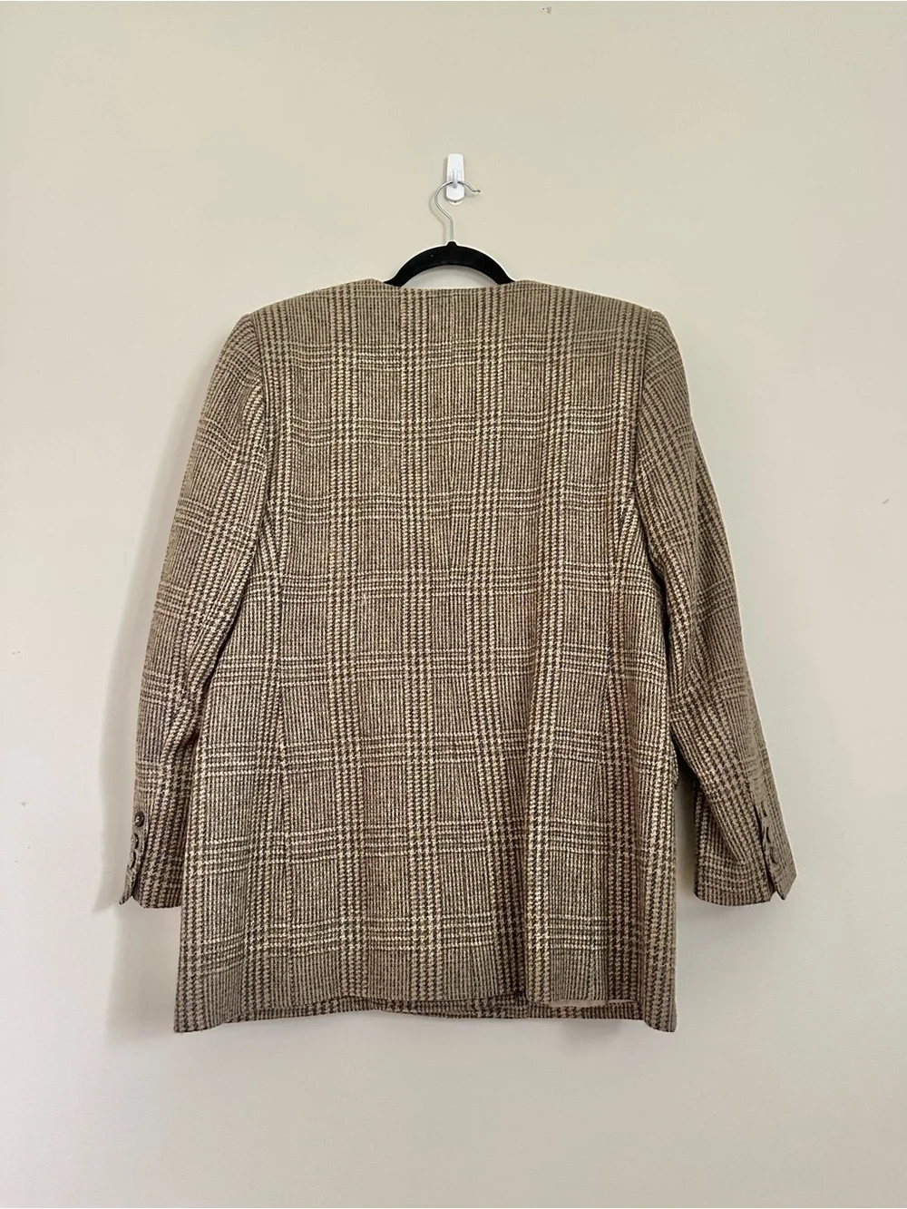 Vtg Charter Club Classic 100% Wool Plaid Skirt Suit Set Size 12 Brown Glen Plaid